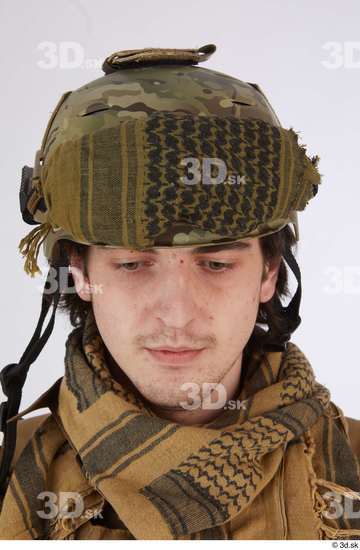 Head Man White Army Uniform Helmet Athletic Street photo references