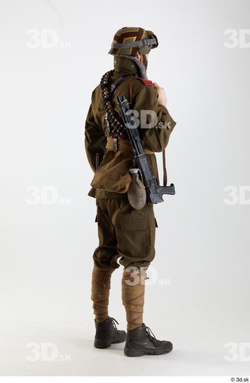 Whole Body Weapons-Rifle Man Pose with machine rifle White Uniform Athletic Studio photo references