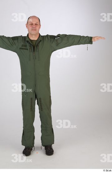 Whole Body Man T poses White Army Uniform Athletic Standing Street photo references