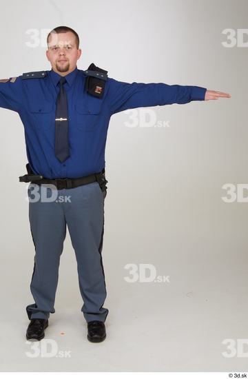 Whole Body Man T poses White Uniform Chubby Standing Street photo references