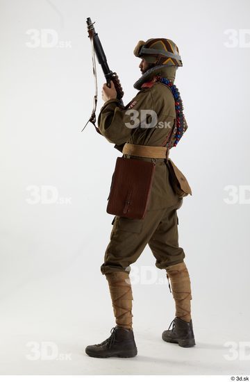 Whole Body Weapons-Rifle Man Pose with machine rifle White Army Athletic Bearded Studio photo references