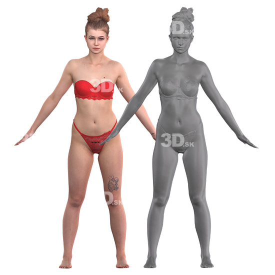 Whole Body Woman White 3D Clean A-Pose Bodies