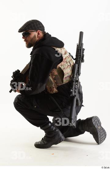 Whole Body Weapons-Rifle Man Pose with machine rifle White Army Athletic Bearded Studio photo references