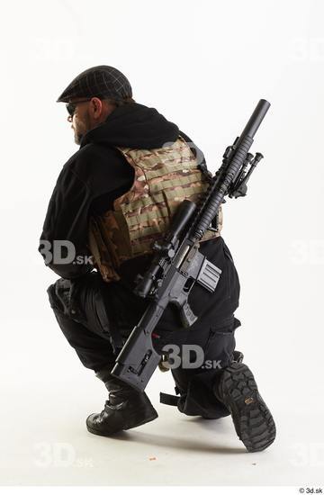 Whole Body Weapons-Rifle Man Pose with machine rifle White Army Athletic Bearded Studio photo references