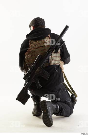 Whole Body Weapons-Rifle Man Pose with machine rifle White Army Athletic Bearded Studio photo references