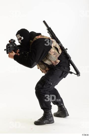 Whole Body Weapons-Rifle Man Pose with machine rifle White Army Athletic Studio photo references