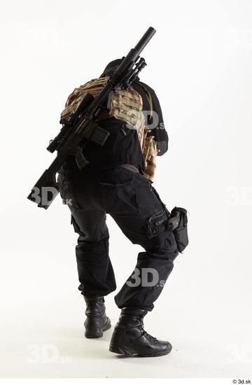 Whole Body Weapons-Rifle Man Pose with machine rifle White Army Athletic Studio photo references