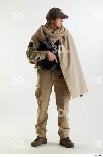 Whole Body Weapons-Rifle Man Pose with machine rifle White Army Athletic Studio photo references