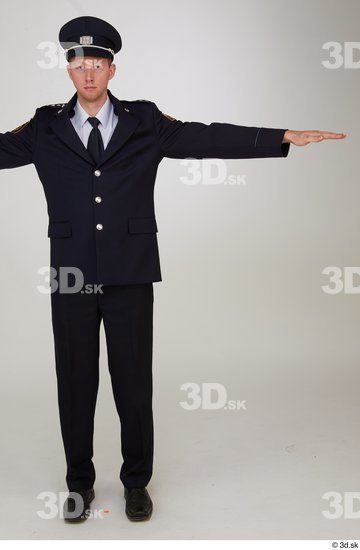 Whole Body Man T poses White Uniform Slim Standing Street photo references