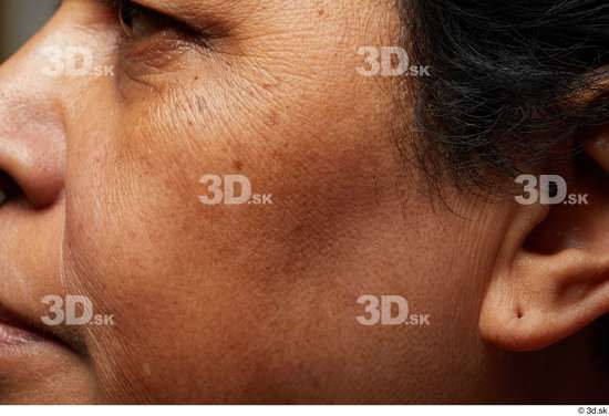 Face Cheek Ear Skin Woman Black Slim Wrinkles Studio photo references