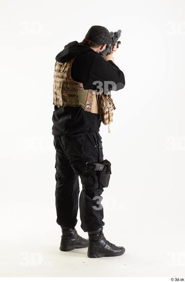 Whole Body Weapons-Rifle Man Pose with machine rifle White Army Athletic Bearded Studio photo references