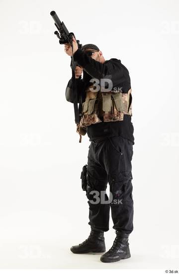 Whole Body Weapons-Rifle Man Pose with machine rifle White Army Athletic Bearded Studio photo references