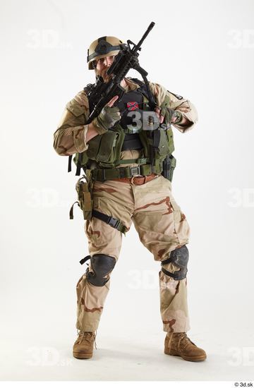 Whole Body Weapons-Rifle Man Pose with machine rifle White Army Athletic Bearded Studio photo references