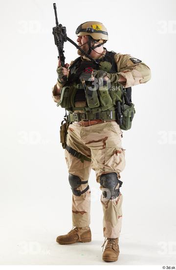 Whole Body Weapons-Rifle Man Pose with machine rifle White Army Athletic Bearded Studio photo references