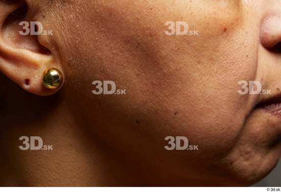 Face Cheek Ear Skin Woman Black Slim