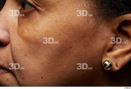 Face Cheek Ear Hair Skin Woman Black Slim