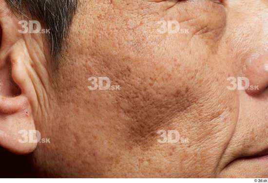 Face Cheek Skin Man Asian Slim Wrinkles Studio photo references