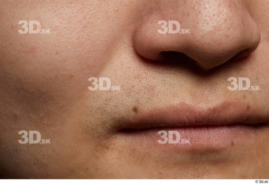 Man Asian Chubby Face Skin Textures