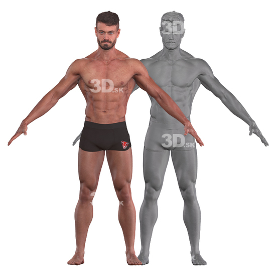 Whole Body Man White 3D Clean A-Pose Bodies