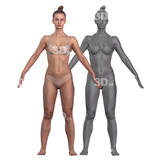 Whole Body Woman White 3D Clean A-Pose Bodies