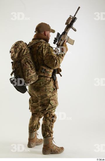 Whole Body Weapons-Rifle Man Pose with machine rifle White Army Athletic Studio photo references