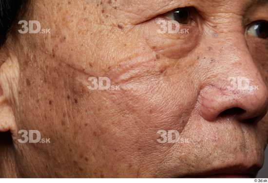 Eye Face Nose Cheek Man Asian Slim Wrinkles Studio photo references