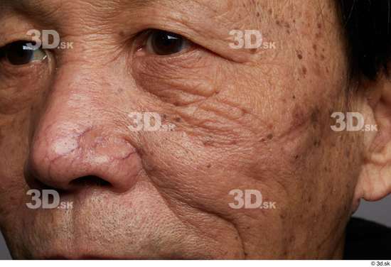 Face Nose Cheek Man Asian Slim Wrinkles Studio photo references