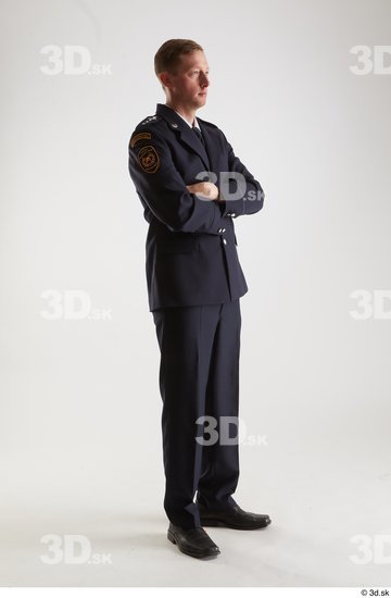 Whole Body Man White Uniform Slim Studio photo references