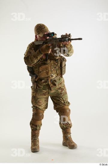 Whole Body Weapons-Rifle Man Pose with machine rifle White Army Athletic Bearded Studio photo references