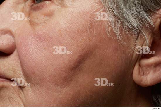 and more Face Cheek Ear Hair Skin Woman White Chubby Wrinkles Studio photo references