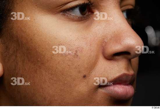 Eye Mouth Nose Cheek Skin Woman Black Slim Studio photo references