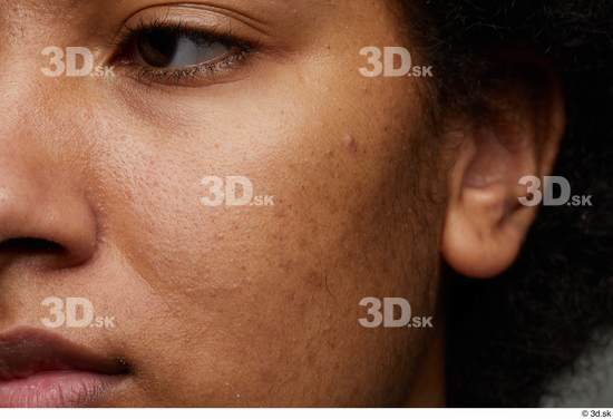 Eye Cheek Ear Skin Woman Black Slim Studio photo references