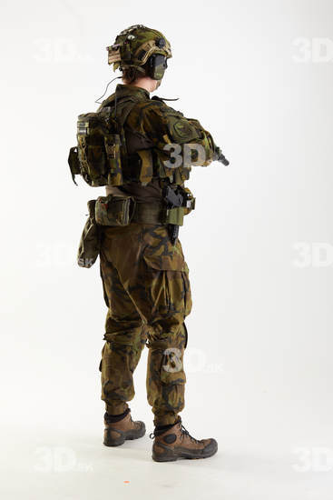 Whole Body Weapons-Rifle Man Pose with machine rifle White Army Athletic Studio photo references