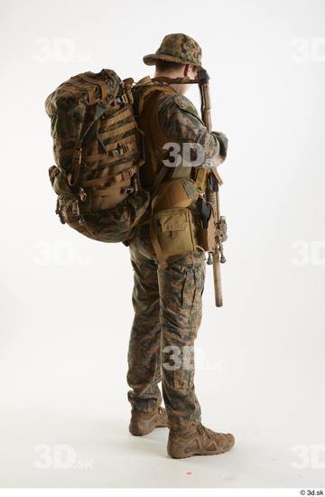 Whole Body Weapons-Rifle Man Pose with machine rifle White Army Athletic Studio photo references