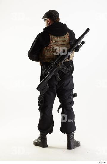 Whole Body Weapons-Rifle Man Pose with machine rifle White Army Athletic Bearded Studio photo references