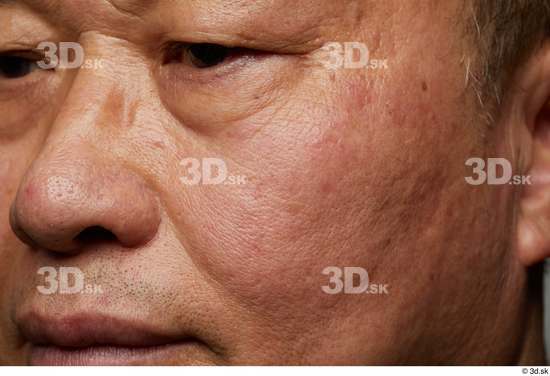 Eye Mouth Nose Cheek Skin Man Asian Slim Wrinkles Studio photo references