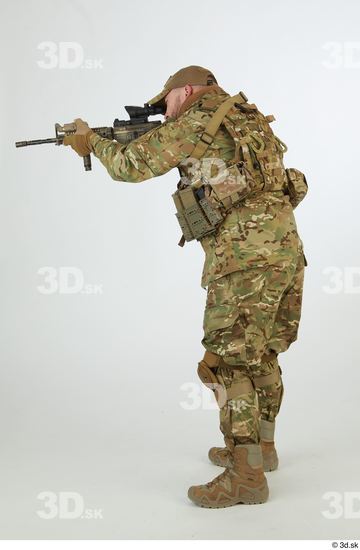 Whole Body Weapons-Rifle Man Pose with machine rifle White Army Athletic Bearded Studio photo references