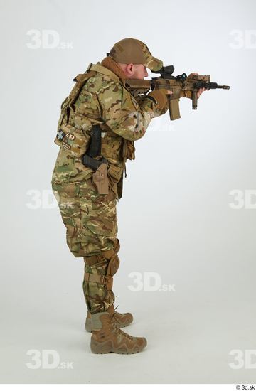 Whole Body Weapons-Rifle Man Pose with machine rifle White Army Athletic Bearded Studio photo references