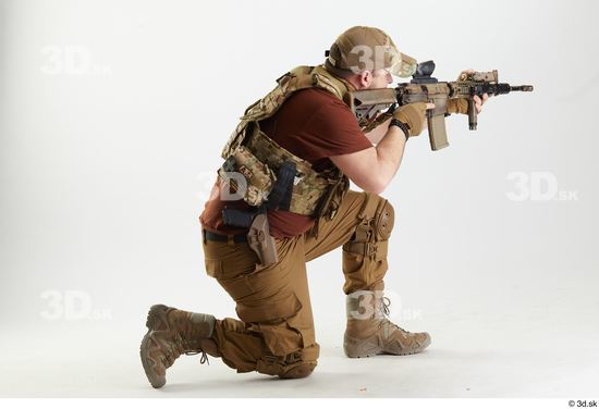 Whole Body Weapons-Rifle Man Pose with machine rifle White Army Athletic Bearded Studio photo references