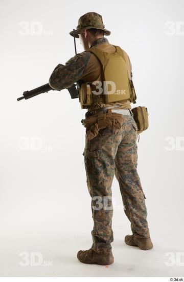 Whole Body Weapons-Rifle Man Pose with machine rifle White Army Athletic Studio photo references