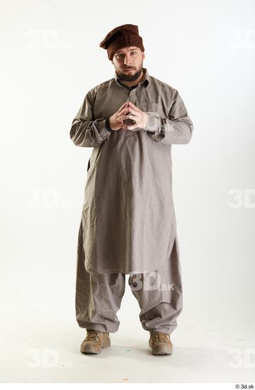 Whole Body Man T poses White Uniform Athletic Bearded Studio photo references