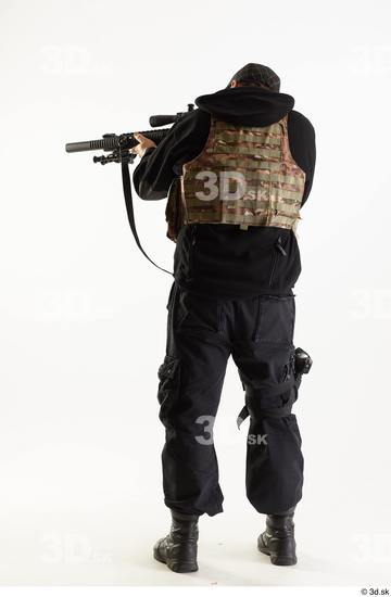 Whole Body Weapons-Rifle Man Pose with machine rifle White Army Athletic Bearded Studio photo references