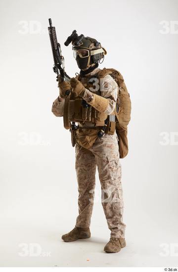 Whole Body Weapons-Rifle Man Pose with machine rifle White Army Athletic Costume photo references