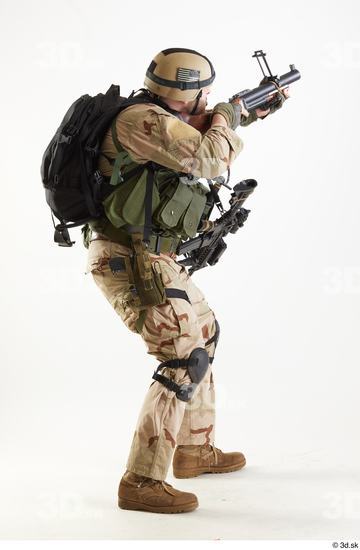 Whole Body Weapons-Rifle Man Pose with machine rifle White Army Athletic Bearded Studio photo references