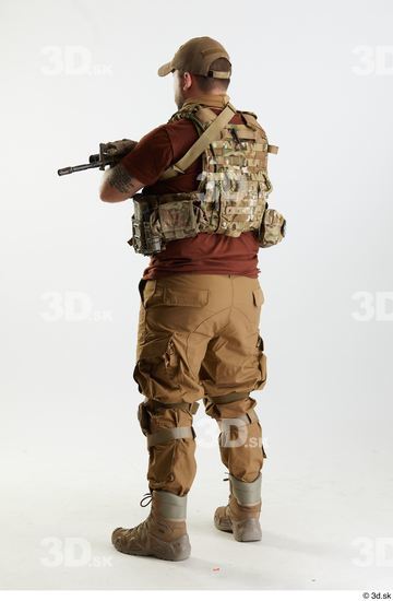 Whole Body Weapons-Rifle Man Pose with machine rifle White Army Athletic Bearded Studio photo references