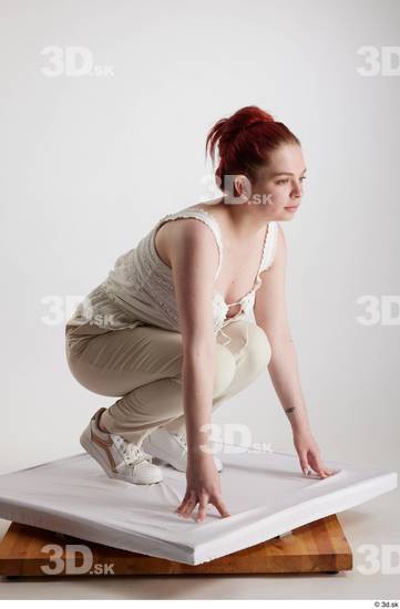 Woman White Slim Female Studio Poses