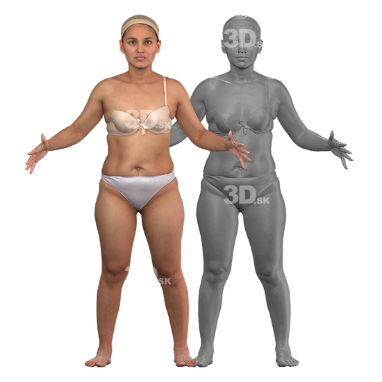 Whole Body Woman White 3D Clean A-Pose Bodies