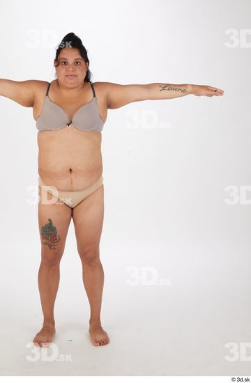 Whole Body Woman T poses Chubby Street photo references