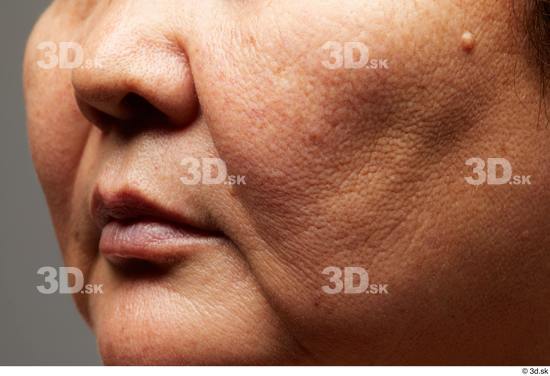 Face Mouth Nose Cheek Skin Woman Asian Overweight Wrinkles Studio photo references