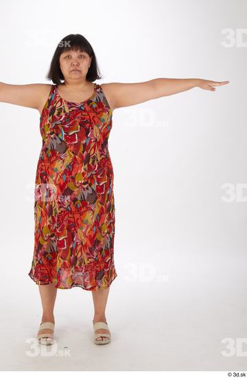 Whole Body Woman T poses Asian Casual Chubby Street photo references